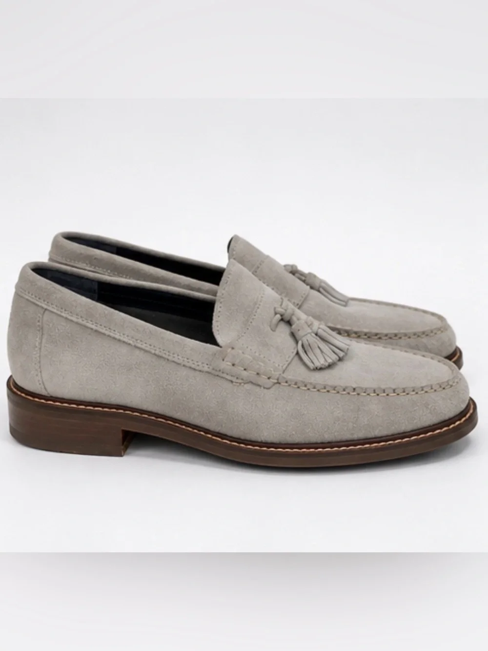Cole Haan Pinch Maine Grey Suede Tasseled Loafers Men's Size 12 M Slip On Shoes
